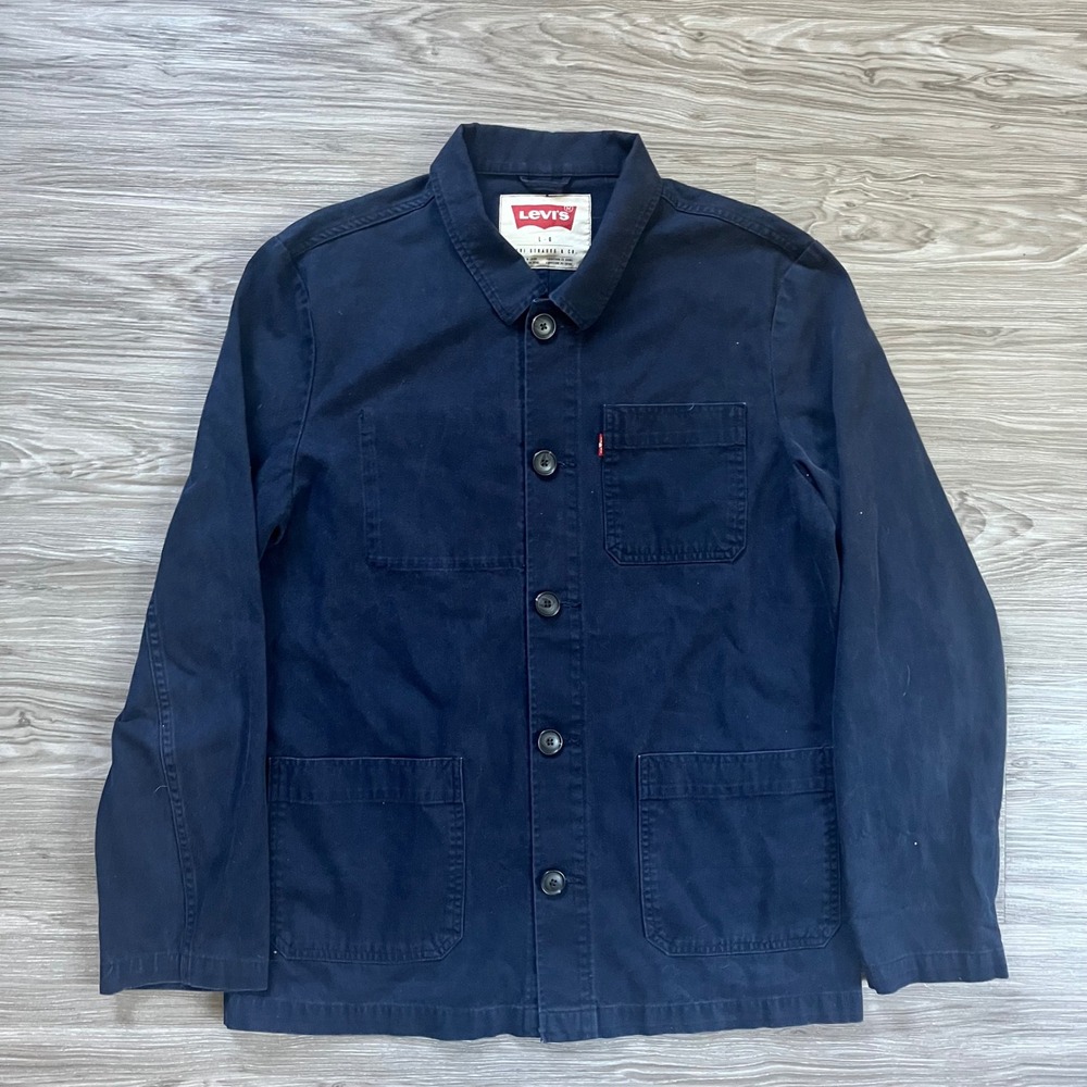 LVC Levis Mens Navy Blue Cotton Chore Coat Painter Jacket Size Large Workwear